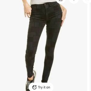 FRAME Le High Skinny Patchwork Mid-rise Jeans Black Noir Women's Size 29